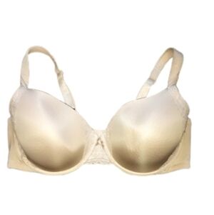 Torrid Curvy Bra 42 DD‎ Beige Lace Trim Full Coverage Underwire Support